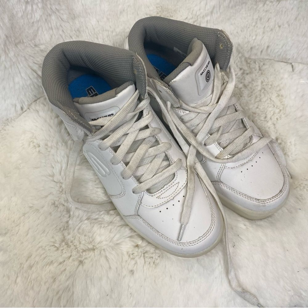 Skechers Boys  White High Top Leather Sneakers 90600L 6